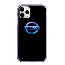 Чехол iPhone 11 Pro матовый Nissan logo neon, цвет: 3D-светло-сиреневый