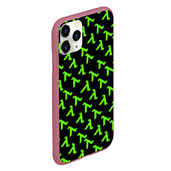 Чехол iPhone 11 Pro матовый Half life green logo, цвет: 3D-малиновый — фото 2