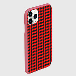 Чехол iPhone 11 Pro матовый Паттерн черных квадратов, цвет: 3D-малиновый — фото 2