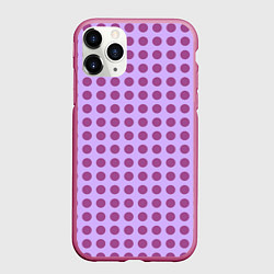 Чехол iPhone 11 Pro матовый Сиреневый паттерн в горошек, цвет: 3D-малиновый