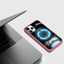 Чехол iPhone 11 Pro матовый Portal logo game, цвет: 3D-малиновый — фото 2
