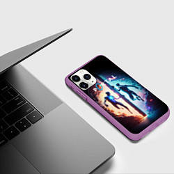 Чехол iPhone 11 Pro матовый Portal люди в прыжке, цвет: 3D-фиолетовый — фото 2