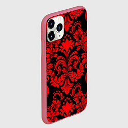 Чехол iPhone 11 Pro матовый Дамаск узор, цвет: 3D-малиновый — фото 2