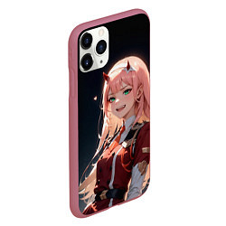 Чехол iPhone 11 Pro матовый Милый во франксе - zero two, цвет: 3D-малиновый — фото 2