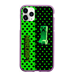 Чехол iPhone 11 Pro матовый Minecraft creeper pattern