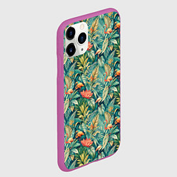 Чехол iPhone 11 Pro матовый Тропический фламинго в цветах, цвет: 3D-фиолетовый — фото 2