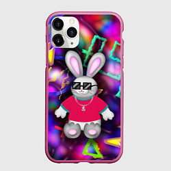 Чехол iPhone 11 Pro матовый Кролик в футболке, цвет: 3D-малиновый