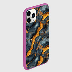 Чехол iPhone 11 Pro матовый Золотой мрамор, цвет: 3D-фиолетовый — фото 2