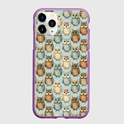Чехол iPhone 11 Pro матовый Совы птицы паттерн