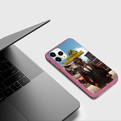 Чехол iPhone 11 Pro матовый PUBG персонаж в маске, цвет: 3D-малиновый — фото 2