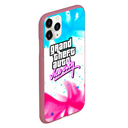 Чехол iPhone 11 Pro матовый GTA neon flame, цвет: 3D-малиновый — фото 2