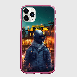 Чехол iPhone 11 Pro матовый PUBG персонаж в городе
