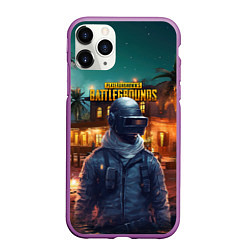 Чехол iPhone 11 Pro матовый PUBG персонаж в городе