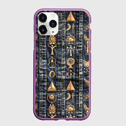 Чехол iPhone 11 Pro матовый Египетские символы на дениме