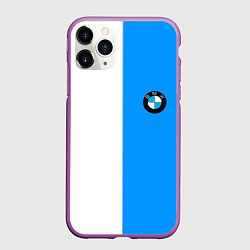 Чехол iPhone 11 Pro матовый BMW sport blue white, цвет: 3D-фиолетовый