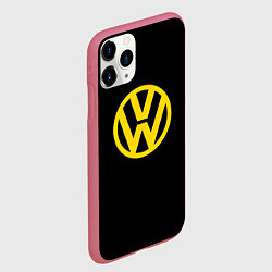 Чехол iPhone 11 Pro матовый Volkswagen logo yellow, цвет: 3D-малиновый — фото 2