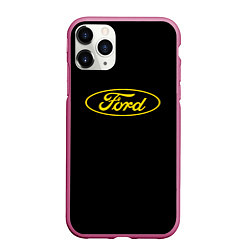 Чехол iPhone 11 Pro матовый Ford logo yellow, цвет: 3D-малиновый