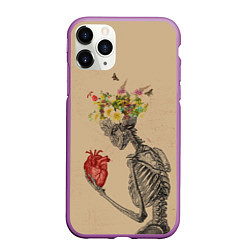 Чехол iPhone 11 Pro матовый Bone and heart