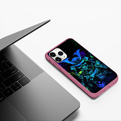 Чехол iPhone 11 Pro матовый Дух череп - самурай, цвет: 3D-малиновый — фото 2