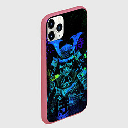 Чехол iPhone 11 Pro матовый Дух череп - самурай, цвет: 3D-малиновый — фото 2