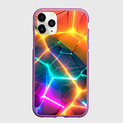 Чехол iPhone 11 Pro матовый Яркий градиент в разломленных плитах с желтым свет