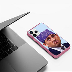 Чехол iPhone 11 Pro матовый Prison mike офис, цвет: 3D-малиновый — фото 2