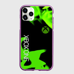 Чехол iPhone 11 Pro матовый Xbox one green flame, цвет: 3D-фиолетовый