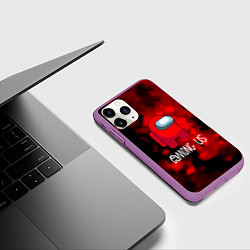 Чехол iPhone 11 Pro матовый Among us красный, цвет: 3D-фиолетовый — фото 2