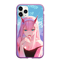 Чехол iPhone 11 Pro матовый Zero two аниме