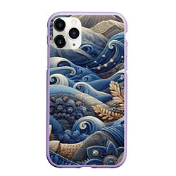 Чехол iPhone 11 Pro матовый Джинсовые волны - нейросеть, цвет: 3D-светло-сиреневый