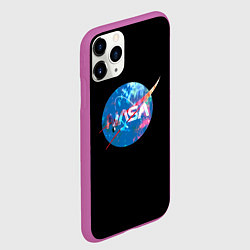 Чехол iPhone 11 Pro матовый NASA космическое лого, цвет: 3D-фиолетовый — фото 2