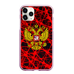 Чехол iPhone 11 Pro матовый Россия текстура символика