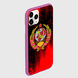 Чехол iPhone 11 Pro матовый СССР краски красные текстура, цвет: 3D-фиолетовый — фото 2