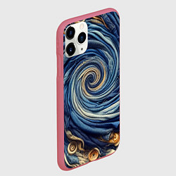 Чехол iPhone 11 Pro матовый Воронка из джинсы и пуговиц - нейросеть, цвет: 3D-малиновый — фото 2