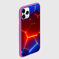 Чехол iPhone 11 Pro матовый Светящиеся лавой неоновые плиты в разломе, цвет: 3D-фиолетовый — фото 2