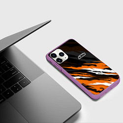 Чехол iPhone 11 Pro матовый KTM - Рваный гексагон, цвет: 3D-фиолетовый — фото 2