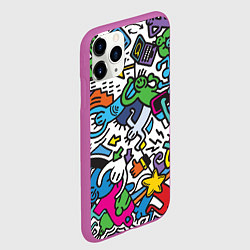 Чехол iPhone 11 Pro матовый Странные разноцветные человечки, цвет: 3D-фиолетовый — фото 2