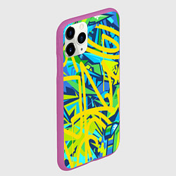 Чехол iPhone 11 Pro матовый Желто-зеленое граффити, цвет: 3D-фиолетовый — фото 2