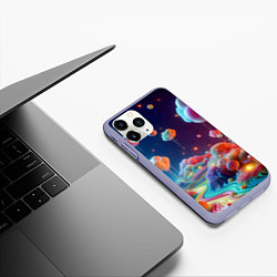 Чехол iPhone 11 Pro матовый Planet chupa chups - neon glow, цвет: 3D-светло-сиреневый — фото 2