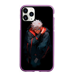 Чехол iPhone 11 Pro матовый Парень в темноте в стиле манга - manga dark, цвет: 3D-фиолетовый