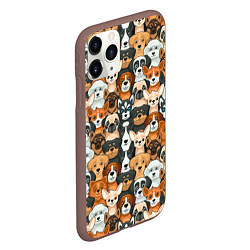 Чехол iPhone 11 Pro матовый Мультяшные собачки, цвет: 3D-коричневый — фото 2