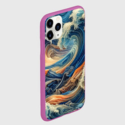 Чехол iPhone 11 Pro матовый Джинсовый шторм - нейросеть, цвет: 3D-фиолетовый — фото 2