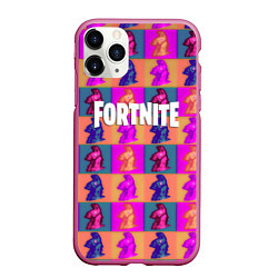 Чехол iPhone 11 Pro матовый Fortnite logo pattern game, цвет: 3D-малиновый