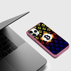Чехол iPhone 11 Pro матовый Bitcoin binance, цвет: 3D-малиновый — фото 2
