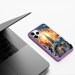 Чехол iPhone 11 Pro матовый American collage - ai art, цвет: 3D-фиолетовый — фото 2