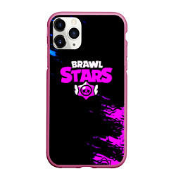 Чехол iPhone 11 Pro матовый Brawl stars neon colors, цвет: 3D-малиновый