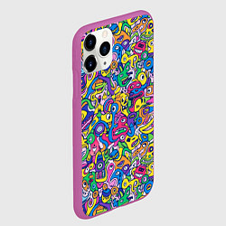 Чехол iPhone 11 Pro матовый Рожицы разноцветные, цвет: 3D-фиолетовый — фото 2