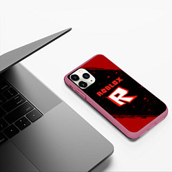 Чехол iPhone 11 Pro матовый Roblox текстура мобайл гейм, цвет: 3D-малиновый — фото 2