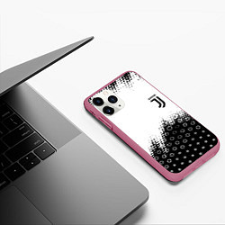 Чехол iPhone 11 Pro матовый Juventus sport steel, цвет: 3D-малиновый — фото 2