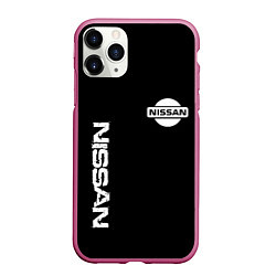 Чехол iPhone 11 Pro матовый Nissan logo white auto, цвет: 3D-малиновый